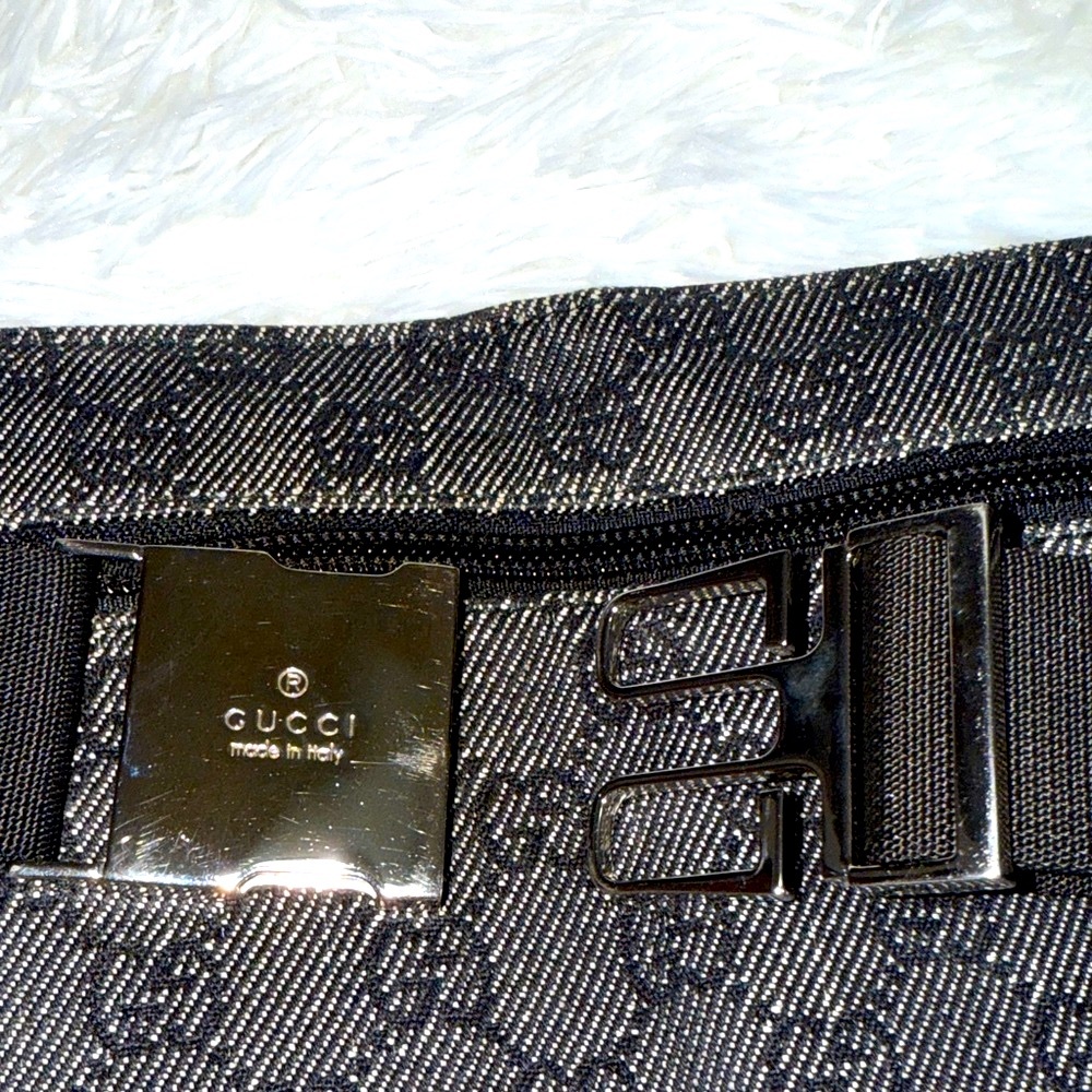 GUCCI Black and Charcoal Gray Monogram Belt Bag - Picture 12 of 12
